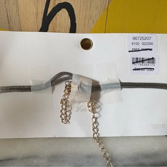 Free People Velvet Heart Choker Sage Green NWT Coquette Dainty Blue Rhinestones💙 - Picture 7 of 7